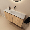 MONDIAZ TURE-DLUX Meuble toilette - 80cm - Washed Oak - EDEN - vasque Opalo - position centrale - sans trou de robinet SW1104627