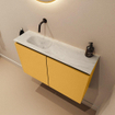 MONDIAZ TURE-DLUX Meuble toilette - 80cm - Ocher - EDEN - vasque Opalo - position gauche - sans trou de robinet SW1104415