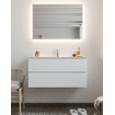 Mondiaz VICA ensemble de meuble de salle de bain - 100cm - meuble sous-vasque argile - 2 tiroirs - lavabo denia milieu - 1 trou de robinet - miroir LED - version XL 60cm de haut SW1097894