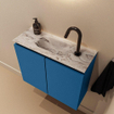 MONDIAZ TURE-DLUX Meuble toilette - 60cm - Jeans - EDEN - vasque Glace - position centrale - 1 trou de robinet SW1103324