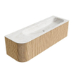 MONDIAZ KURVE-DLUX 145cm Meuble salle de bain avec module 25 G - couleur Oak - 1 tiroir - 1 porte - vasque BIG LARGE droite - sans trou de robinet - couleur Ostra SW1137789