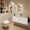 MONDIAZ TURE-DLUX Meuble toilette - 120cm - Talc - EDEN - vasque Ostra - position centrale - 1 trou de robinet SW1104665
