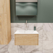 ENSEMBLE DE MEUBLE MONDIAZ LUSH - 60cm - 1 tiroir - lavabo cloud - vasque centrale - 1 trou de robinet - chêne blanchi SW409360