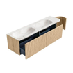 MONDIAZ KURVE-DLUX 165cm Meuble salle de bain avec module 25 D - couleur Oak - 2 tiroirs - 1 porte - vasque STOR SMALL double / gauche - 2 trous de robinet - couleur Frappe SW1137422