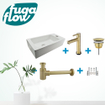 FugaFlow Eccelente Sobrado Ensemble lave-mains de salle de bains - droit - 1 trou de robinet - robinet de lavabo en laiton brossé - blanc SW1124030