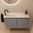 MONDIAZ TURE-DLUX Meuble toilette - 80cm - Smoke - EDEN - vasque Ostra - position gauche - 1 trou de robinet SW1105090