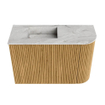 Mondiaz JOYA-DLUX 61.6cm toiletmeubel - ronding rechts kleur Oak - Wastafel FAYE positie Links 1 kraangat kleur Glace. SW1422013