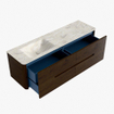 Mondiaz CIRO-DLUX Meuble de salle de bains - 160x45x50cm - vasque solid surface Ostra - 1 lavabo à gauche - sans trous de robinet - 4 tiroirs - Noyer SW1530486
