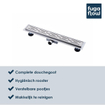 FugaFlow Anta caniveau de douche salle de bain - 80cm - complet - grille - flasque de sol - drain de douche - inox SW721301