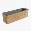 Mondiaz CIRO-DLUX Badkamermeubelset - 160x45x50cm - Solid surface wastafel Lava - 1 wasbak Rechts - 1 kraangat - 4 lades - Oak SW1530979