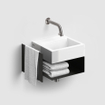 Clou Flush Open Kast - 36.5x27x20.5cm - rechts - met handdoekhouder - zwart SW928525