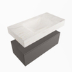 Mondiaz ALAN-DLUX Ensemble de meuble - 90cm - meuble Dark grey mat - 1 tiroir - Lavabo Cloud Ostra suspendu - vasque Centre - 1 trou de robinet SW807456
