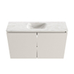 MONDIAZ TURE-DLUX Meuble toilette - 80cm - Linen - EDEN - vasque Ostra - position centrale - 1 trou de robinet SW1104896