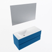 Mondiaz VICA ensemble de meuble de salle de bain - 110cm - meuble sous-vasque jeans - 2 tiroirs - lavabo cloud gauche - sans trous de robinet - couleur talc - miroir LED - version XL 60cm de haut SW1095535