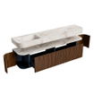 MONDIAZ THOR-DLUX 200cm meuble de salle de bains arrondi gauche + droite couleur Walnut avec 2 tiroirs et 2 portes. Vasque suspendue CLOUD Gauche 1 trou de robinet couleur Frappe. SW1466972