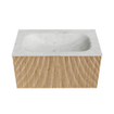 MONDIAZ KURVE-DLUX 80cm Meuble salle de bain - couleur Oak - 1 tiroir - vasque BIG SMALL centre - sans trou de robinet - couleur Opalo SW1137570