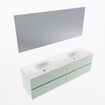 Mondiaz Vica ensemble de meuble de salle de bain - 170cm - meuble sous-vasque greey - 4 tiroirs - lavabo moon double - 2 trous de robinet - couleur talc - miroir LED - version XL 60cm de haut SW1092087