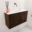 Mondiaz JOYA 70cm toiletmeubel - kleur Walnut - Wastafel FAYE positie Midden Zonder kraangat kleur Talc. SW1421253