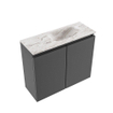 MONDIAZ TURE-DLUX Meuble toilette - 60cm - Dark Grey - EDEN - vasque Glace - position droite - 1 trou de robinet SW1103231