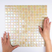La Mosaic Factory Amsterdam carreau mosaïque - 32,2x32,2cm - carrelage mural et de sol - Carré - Verre Crème Clair brillant SW62156