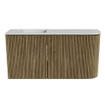 Mondiaz JOYA-DLUX Meuble de salle de bains - 81,6cm - arrondi droit couleur Dusk - Vasque FAYE position Gauche 1 trou de robinet couleur Opalo. SW1423355