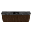 Mondiaz JOYA-DLUX 123.2cm toiletmeubel - ronding links en rechts kleur Walnut - Wastafel FAYE positie Midden 1 kraangat kleur Lava. SW1422480