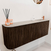 Mondiaz JOYA-DLUX Meuble de salle de bains 111.6cm - arrondi gauche couleur Walnut - Vasque FAYE position Droite 1 trou de robinet couleur Opalo. SW1422551