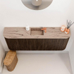 Mondiaz JOYA-DLUX 113.2cm toiletmeubel - ronding links en rechts kleur Walnut - Wastafel FAYE positie Midden 1 kraangat kleur Arena. SW1424382