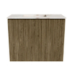 Mondiaz JOYA-DLUX 50cm toiletmeubel - kleur Dusk - Wastafel FAYE positie Links Zonder kraangat kleur Frappe. SW1423047