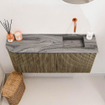 Mondiaz JOYA-DLUX 91.6cm meuble de salle de bains WC - arrondi gauche couleur Dusk - Vasque FAYE position Droite Sans trou de robinet couleur Sombra. SW1426168