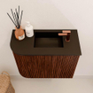 Mondiaz JOYA 51.6cm toiletmeubel - ronding links kleur Ruby - Wastafel FAYE positie Rechts 1 kraangat kleur Urban. SW1421826