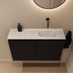 MONDIAZ TURE-DLUX Meuble de toilettes 80 cm Urban. Lavabo EDEN Opalo position droite. Sans trou de robinet. SW1104176