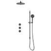 Fortifura Nebbio Regendoucheset - inbouwkraan - inbouwdeel - glijstang - doucheslang glad - ronde handdouche - 35cm wandarm - 30cm ronde hoofddouche - geborsteld gunmetal PVD SW1237512