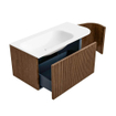 MONDIAZ KURVE 95cm Meuble salle de bain avec module 25 D - couleur Walnut - 1 tiroir - 1 porte - vasque BIG SMALL gauche - 1 trou de robinet - Talc SW1138278