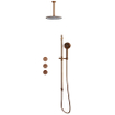 Fortifura Nebbio Ensemble de douche pluie - robinet encastré - élément encastré - barre de douche - flexible de douche en métal - douchette ronde - bras de plafond 20cm - douche de tête 30cm - cuivre brossé PVD SW1447167