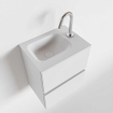 MONDIAZ ADA Meuble de toilettes - 40x30x50cm - 1 trou de robinet - 2 tiroirs - talc mat - lavabo à droite - Solid surface - Blanc SW472497