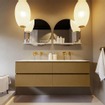 MONDIAZ VICA-DLUX Ensemble meuble de salle de bains - 150cm - meuble bas oro - 4 tiroirs - lavabo encastré cloud double - sans trous de robinetterie - version haute 60cm - glace SW1088290