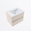 Mondiaz VICA ensemble de meuble de salle de bain - 60cm - meuble sous-vasque lin - 2 tiroirs - lavabo nuage milieu - sans trous de robinet - version haute de 60cm - talc SW1085152