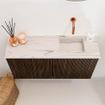 Mondiaz JOYA-DLUX 80cm meuble de toilette - couleur Walnut - Lavabo FAYE position Droite Sans trou de robinet couleur Nata. SW1424492