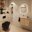 MONDIAZ TURE-DLUX Meuble toilette - 60cm - Washed Oak - EDEN - vasque Frappe - position gauche - sans trou de robinet SW1103089