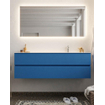 Mondiaz VICA ensemble de meuble de salle de bain - 150cm - meuble sous-vasque jeans - 2 tiroirs - lavabo cloud droite - 1 trou de robinet - miroir LED - version XL 60cm de haut SW1098227