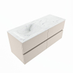 Mondiaz VICA-DLUX ensemble de meuble de salle de bain - 120cm - meuble sous-vasque lin - 4 tiroirs - lavabo encastré nuage gauche - 1 trou de robinet - version haute de 60cm - opalo SW1087980