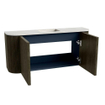 Mondiaz JOYA-DLUX Meuble de salle de bains 93,2cm - arrondis gauche et droite couleur Shadow - Vasque FAYE position Milieu 1 trou de robinet couleur Ostra. SW1423038