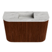 Mondiaz JOYA-DLUX 63.2cm toiletmeubel - ronding links en rechts kleur Ruby - Wastafel FAYE positie Midden Zonder kraangat kleur Glace. SW1423600