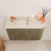 Mondiaz JOYA-DLUX Meuble de toilette 61,6cm - arrondi droit couleur Dusk - Vasque FAYE position Gauche 1 trou de robinet couleur Frappe. SW1423092