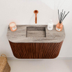 Mondiaz JOYA-DLUX 63.2cm toiletmeubel - ronding links en rechts kleur Ruby - Wastafel FAYE positie Midden Zonder kraangat kleur Oza. SW1425550