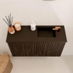 Mondiaz JOYA 70cm toiletmeubel - kleur Walnut - Wastafel FAYE positie Rechts 1 kraangat kleur Urban. SW1421374
