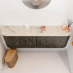 Mondiaz JOYA-DLUX 123.2cm toiletmeubel - ronding links en rechts kleur Shadow - Wastafel FAYE positie Midden 1 kraangat kleur Frappe. SW1422732