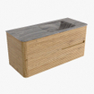 Mondiaz CIRO-DLUX Ensemble de meubles de salle de bains - 110x45x50cm - lavabo solid surface Sombra - 1 vasque à droite - 1 trou de robinet - 2 tiroirs - chêne SW1531226