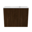 Mondiaz JOYA 50cm toiletmeubel - kleur Walnut - Wastafel FAYE positie Links Zonder kraangat kleur Talc. SW1421261